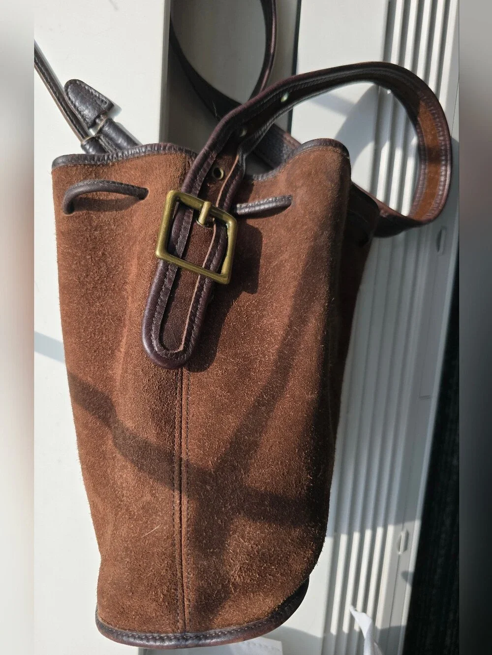 Coach Berkeley Drawstring 9012 Brown Suede Drawstring Bucket Bag